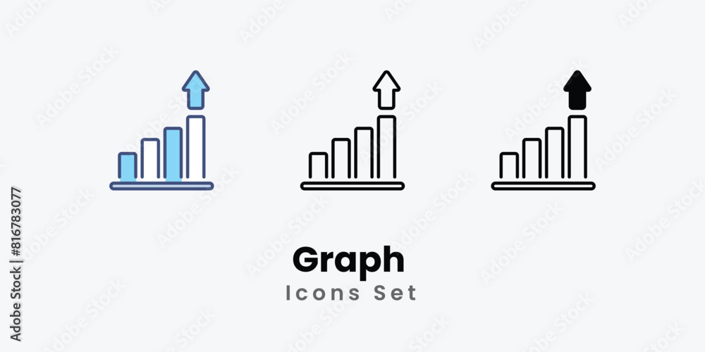 Graph Icons thin line and glyph vector icon stock illustration 