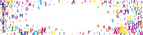 Scattered letters of latin alphabet. Colorful