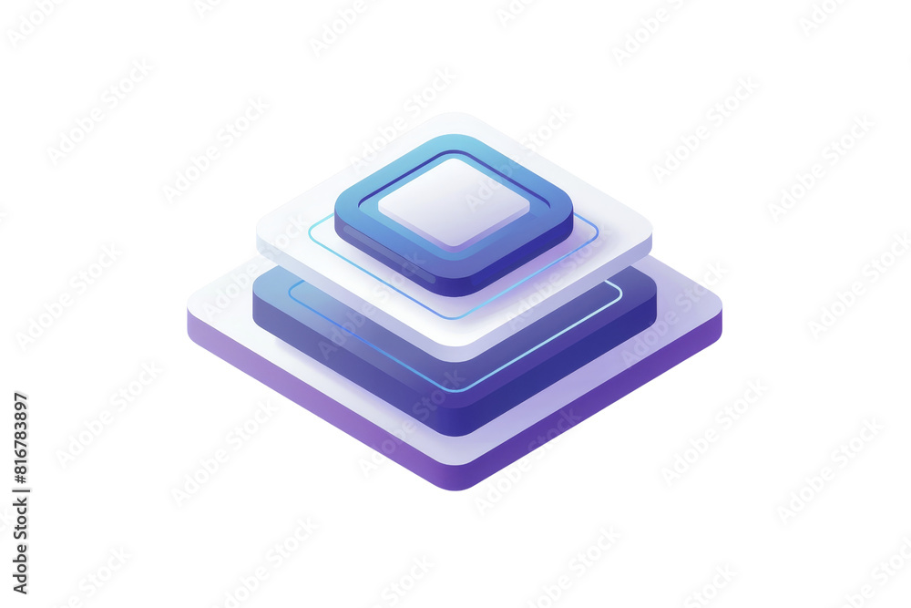 A stack of blue squares on transparent background. The squares are of different sizes and are stacked on top of each other. Concept of organization and structure A stack of blue squares on transparent background. The squares are of different sizes and are stacked on top of each other. Concept of organization and structure