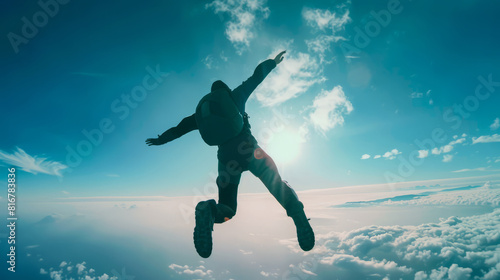 young man skydiving