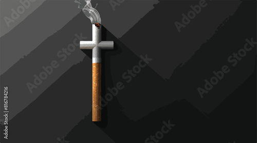 Cigarette with shadow cross on isolate background Vector