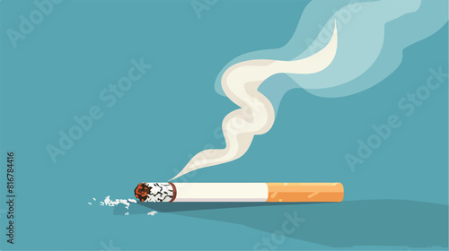 Cigarettes butt with smoking flat Vector style vector photo
