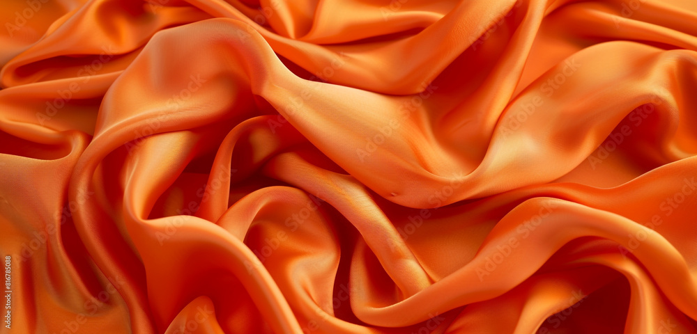 Tangy orange fabric wrinkles in ultra-wide format. Tangy orange fabric wrinkles in ultra-wide format.