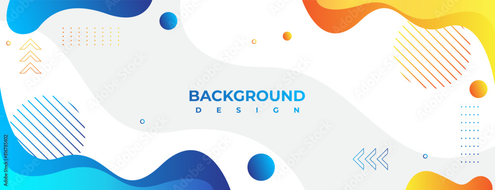 blue and yellow fluid background with geometric. great for banner, poster, web, presentation, etc.