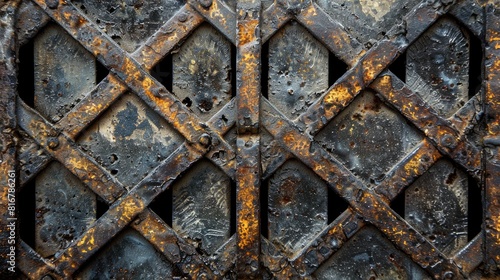 Close up of the texture of a weathered metal grate