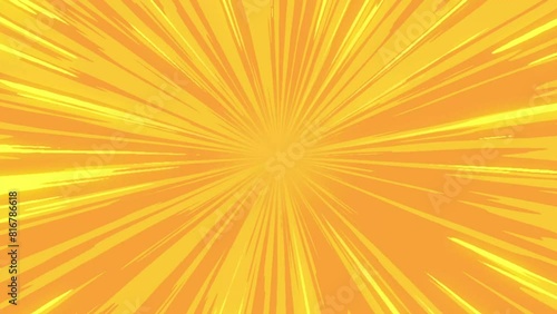Animated Comic radial speed line beam effect on hot tone color background.