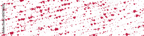 Red hearts scattered on white background.