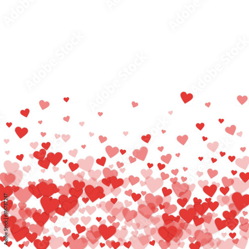 Red hearts scattered on white background.
