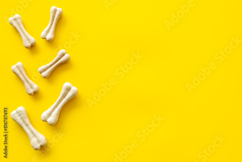Dog chew bones for cleaning teeth and treats, top view