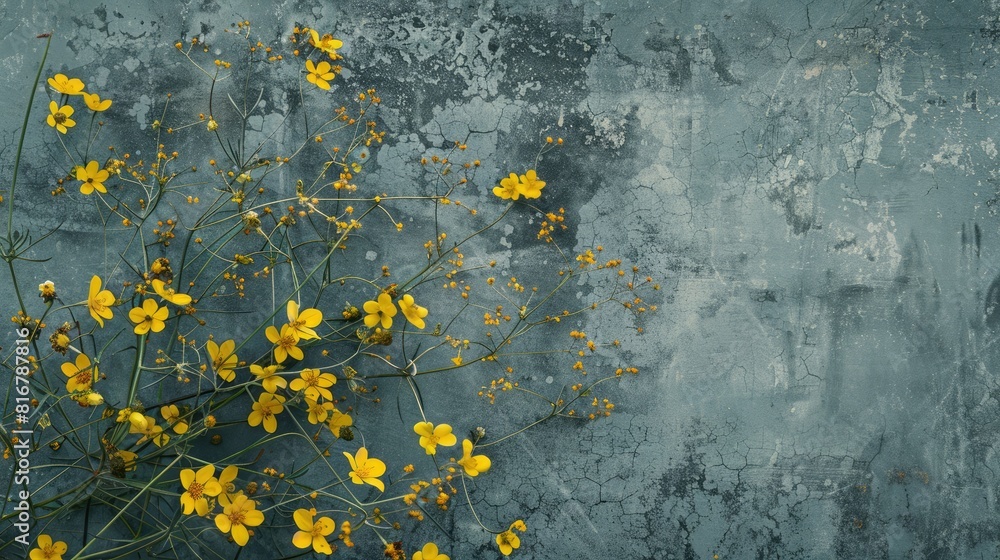 Floral arrangement featuring yellow blooms against a wall surface Floral arrangement featuring yellow blooms against a wall surface