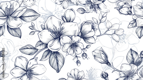 Romantic seamless pattern with blooming spring flower