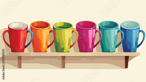 Colorful of mugs in shop Vector style vector design illustration © Mishab