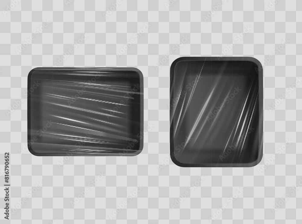 Realistic Transparent Empty Plastic Food Packaging Template Set. Realistic Transparent Empty Plastic Food Packaging Template Set.