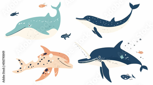Sea animals Four. Ocean fauna dolphins killer whale n
