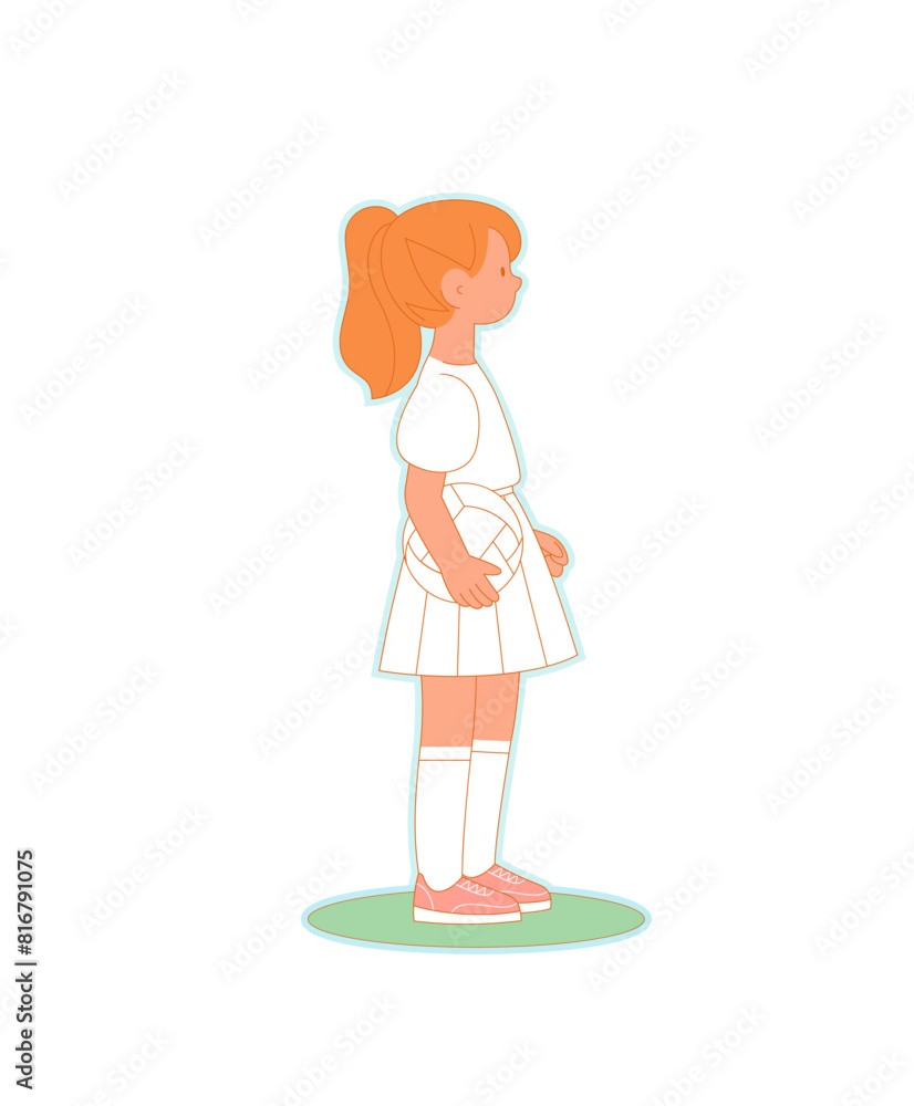 Girl with football ball isolated on white background Girl with football ball isolated on white background