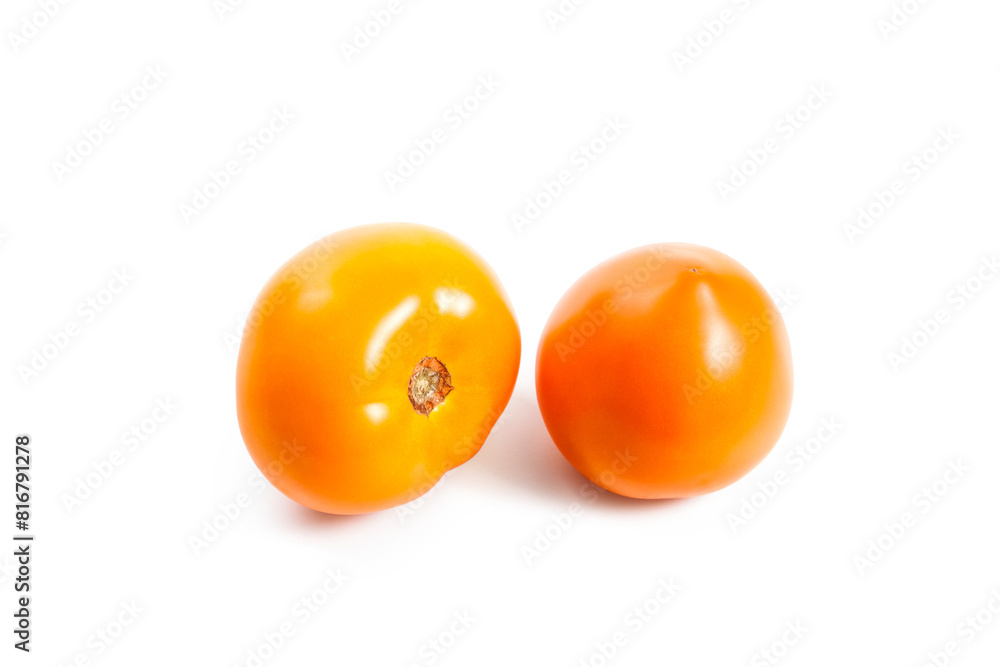 Two yellow tomatoes isolated on white background Two yellow tomatoes isolated on white background