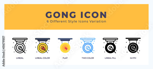 Gong icon symbol. logo illustration with different styles