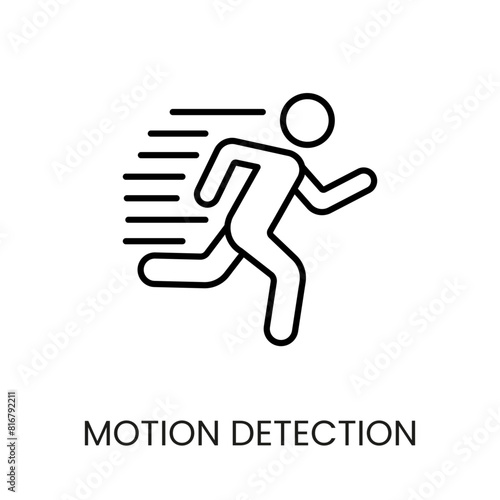 Motion detection line vector icon with editable stroke for placement on cctv camera system packaging