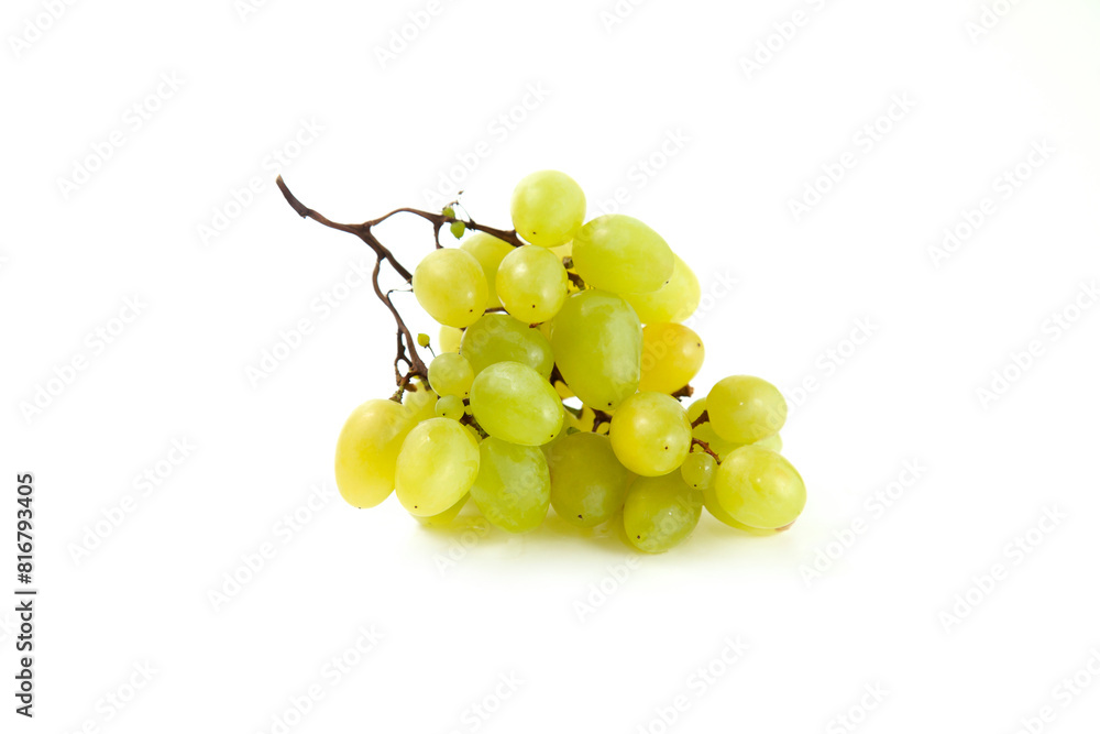 Bunch of organic green grapes isolated on white background. Bunch of organic green grapes isolated on white background.