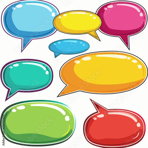 a group of colorful speech bubbles on a white background