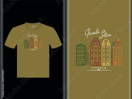 Gamla stan outline Vector T-Shirt Design EPS Custom Design