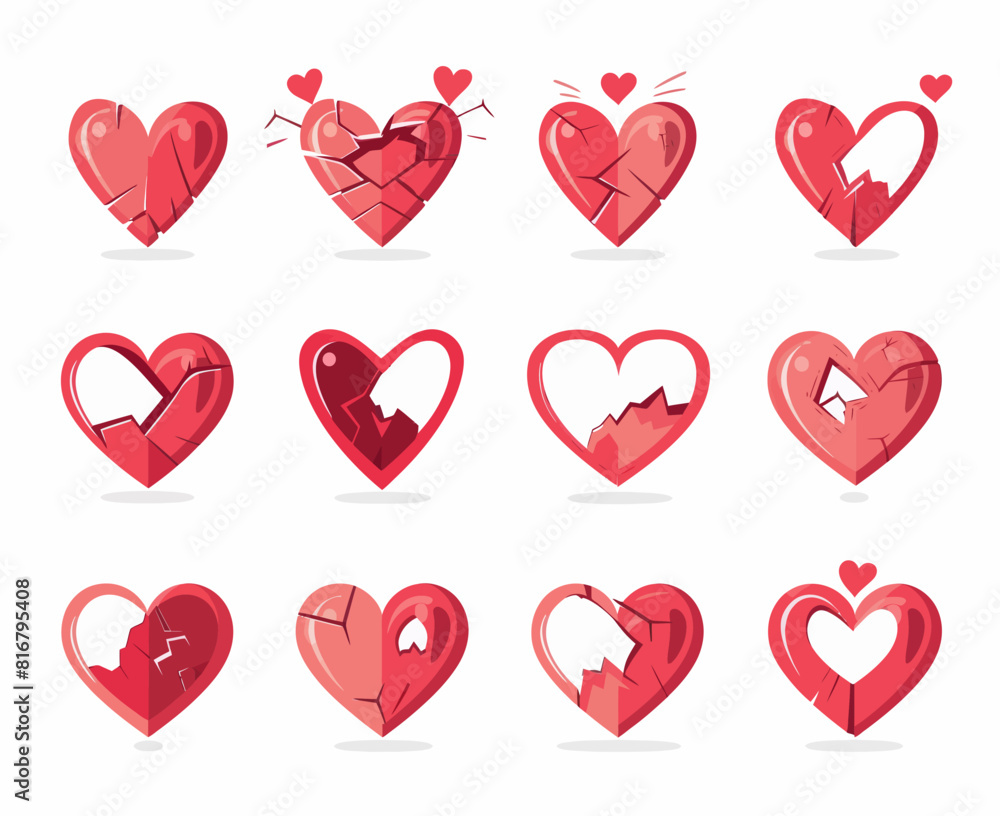 a bunch of broken heart shapes