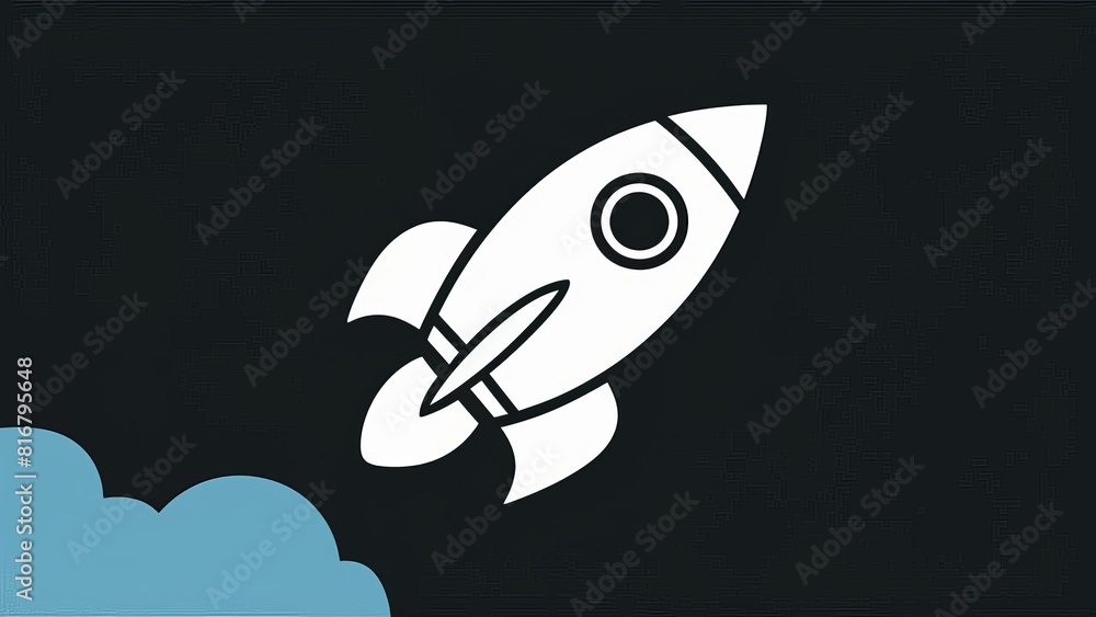 A sleek, stylized 2D rocket design Set against a deep black background A sleek, stylized 2D rocket design Set against a deep black background