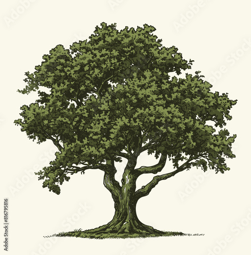 a drawing of a tree with green leaves