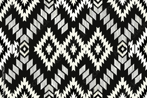 vector modern black brow navajo ikat dot geometric grunge seamless patterns close up Detail weaving thread set