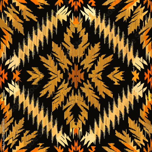 vector modern black brow navajo ikat dot geometric grunge seamless patterns close up Detail weaving thread set