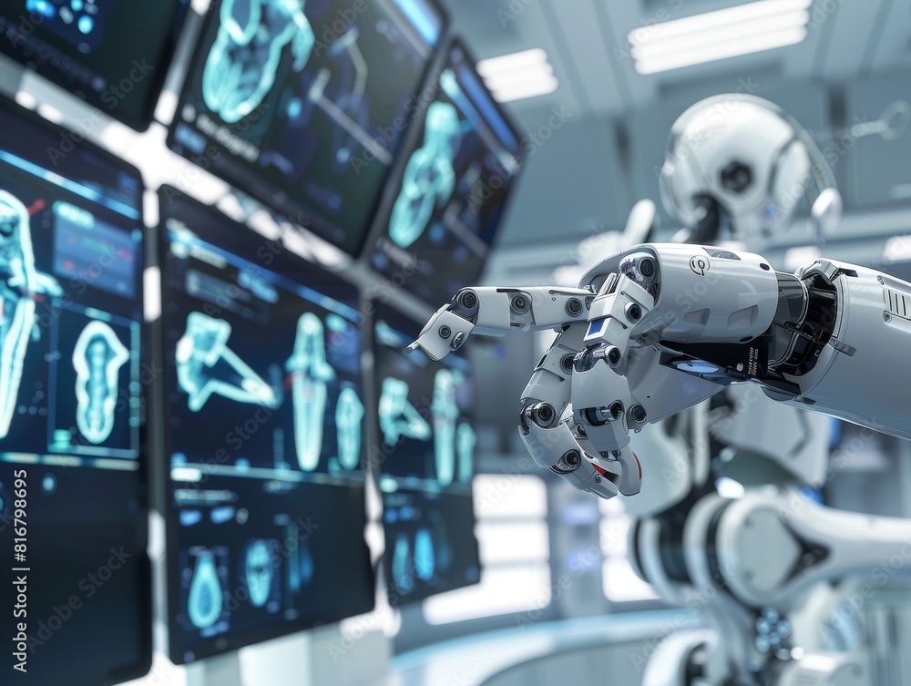 Futuristic Robotic Arm Conducting Medical Procedures Futuristic Robotic Arm Conducting Medical Procedures