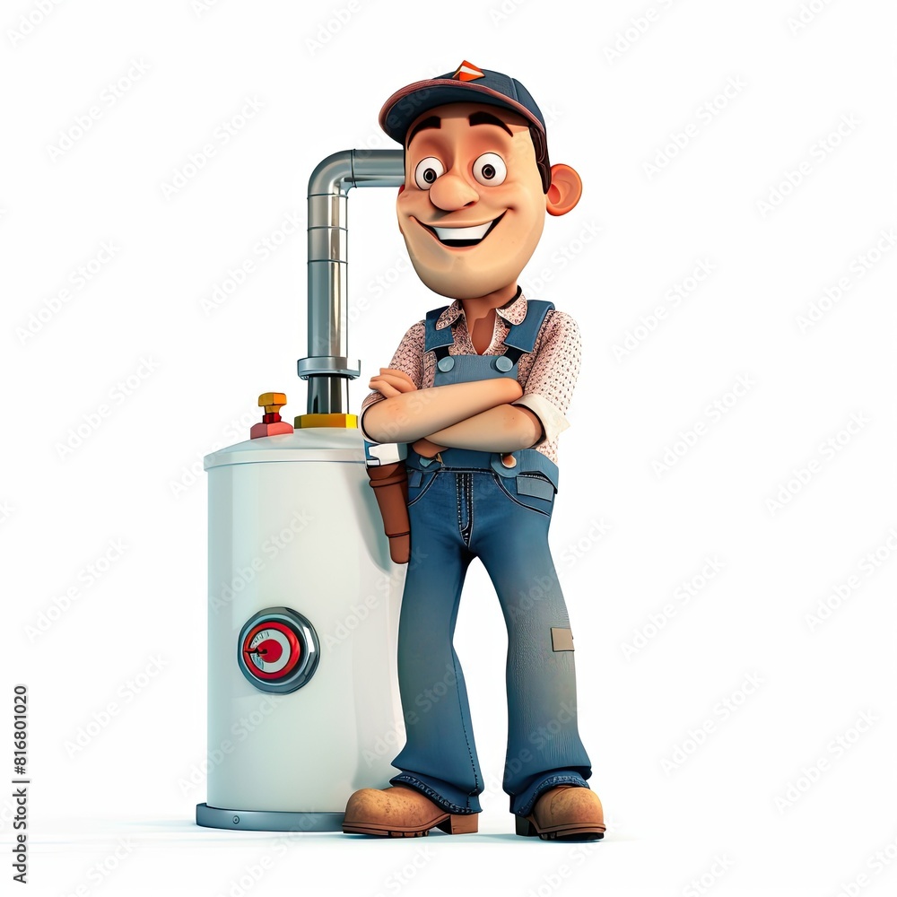 Repairman with a wrench fixing a AC machine