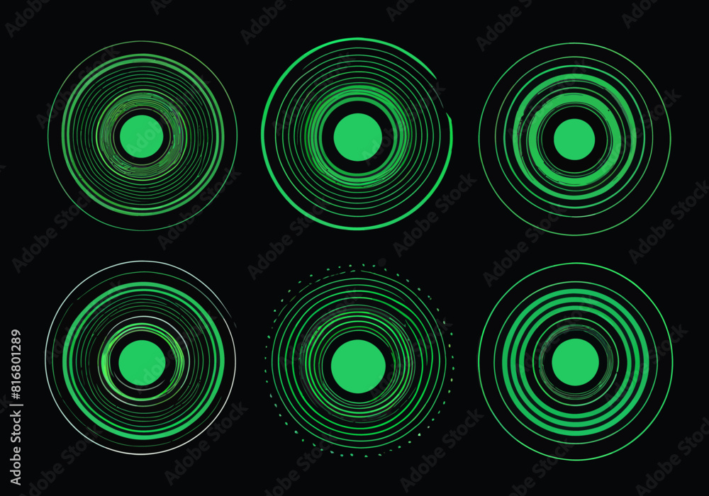four circles are shown in green on a black background four circles are shown in green on a black background