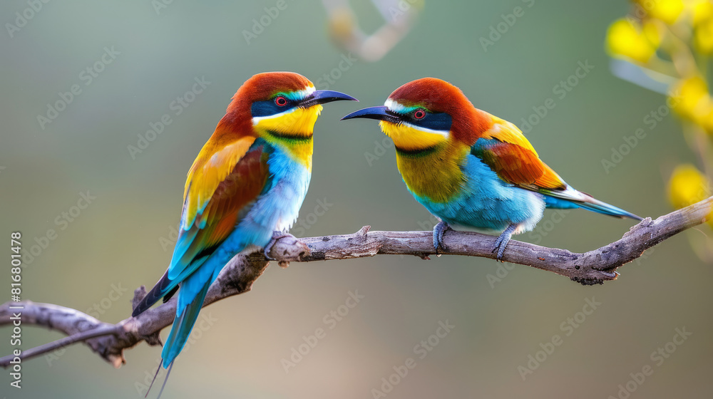 Two birds perched on a branch