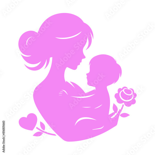 silhouettes of mother with child vector illustration