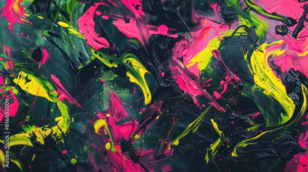 A colorful painting with splatters of paint that creates a sense of chaos A colorful painting with splatters of paint that creates a sense of chaos
