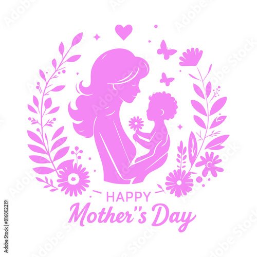 silhouettes of mother with child vector illustration