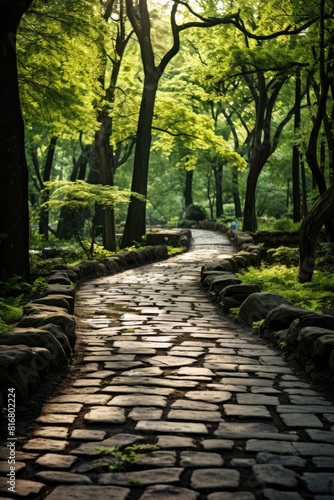 A stone path in a park