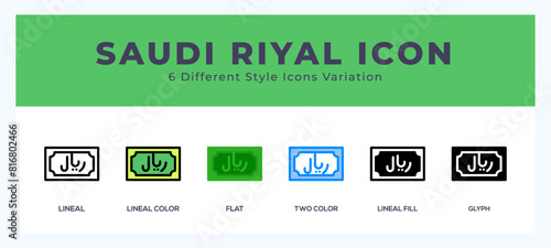 Saudi riyal pack of icons. vector illustration. photo