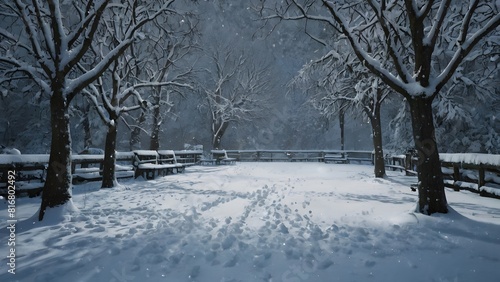 Winter in the park. Winters snowy landscape for background. © Ayeen Studios