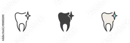Shiny clean tooth different style icon set