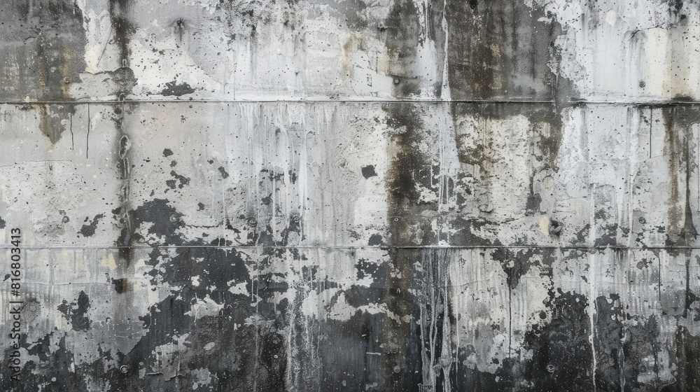Dirty concrete wall of the building in gray and black Dirty concrete wall of the building in gray and black