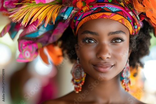 Portrait of a Beautiful Woman Celebrating Diversity and African Culture