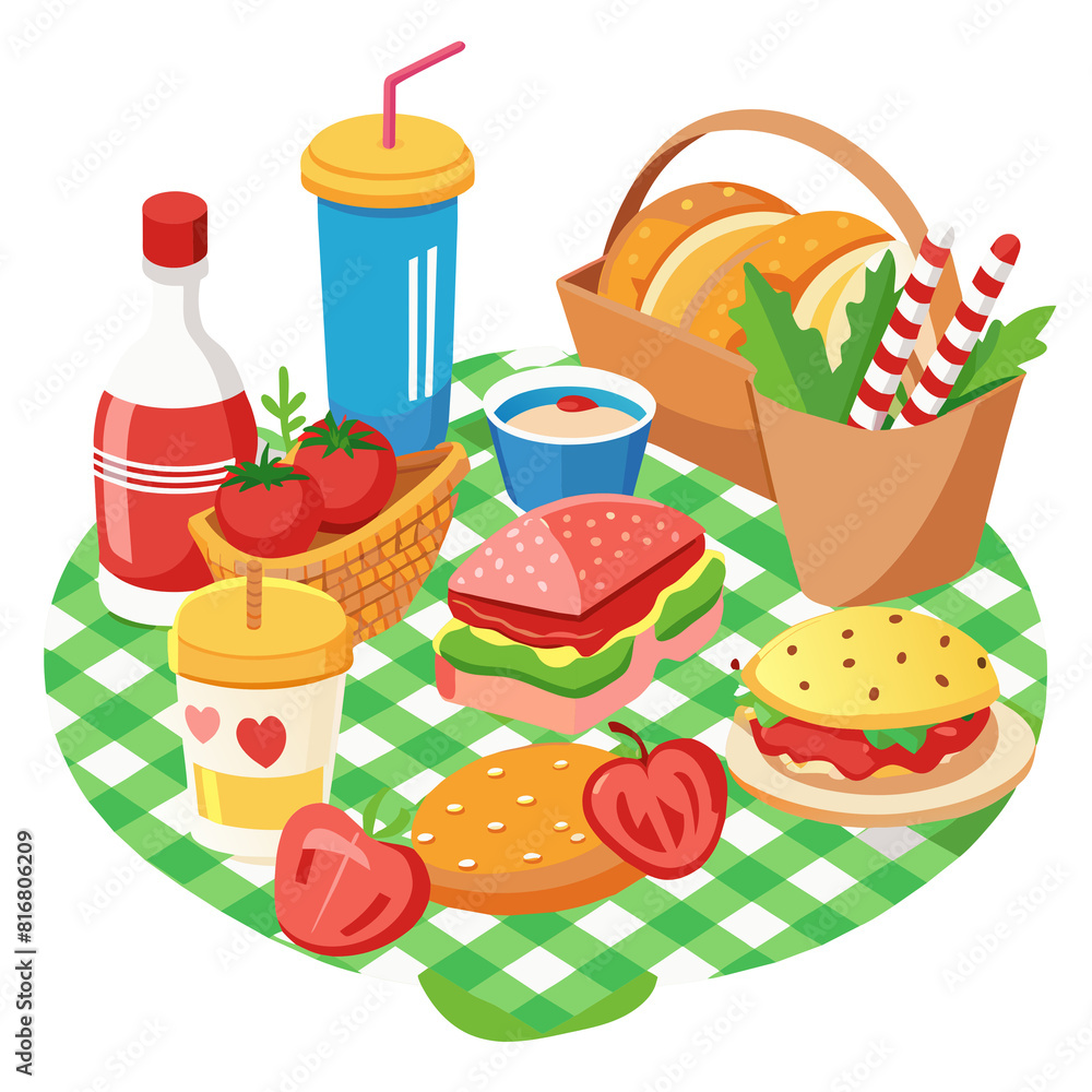 Picnic Set Illustration PNG with Transparent Background Picnic Set Illustration PNG with Transparent Background