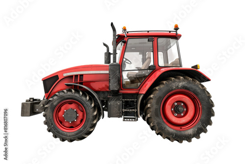 Red Tractor on White Background