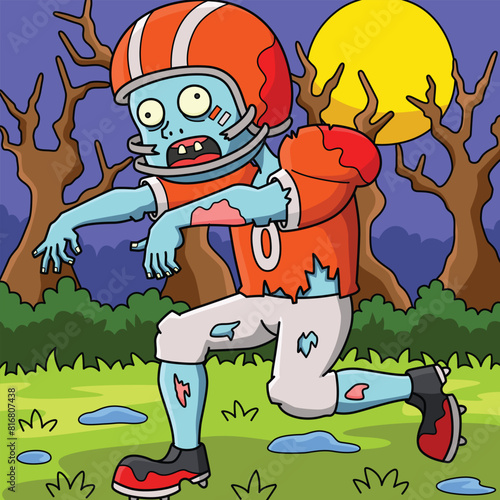 Zombie Athlete Colored Cartoon Illustration © abbydesign