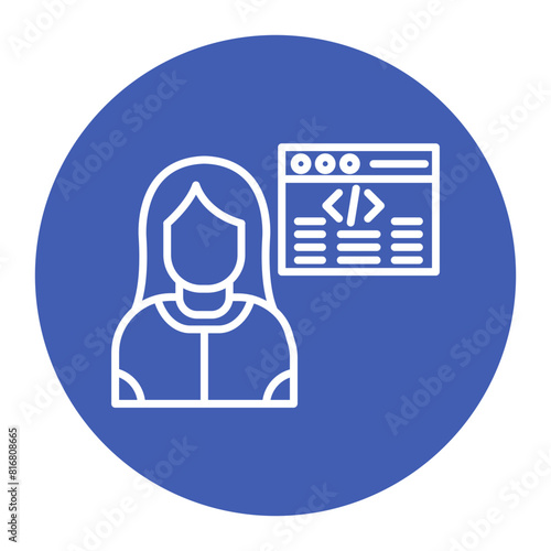 Citizen Developer Female vector icon. Can be used for No Code iconset.