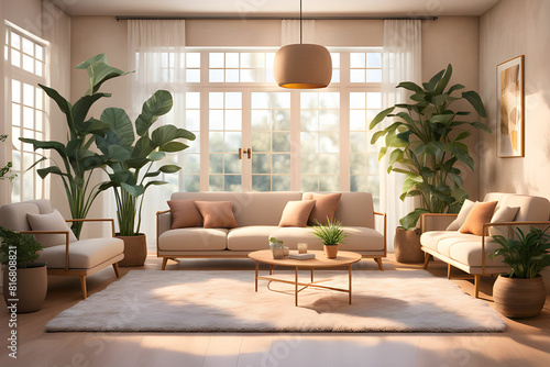 Living room with sofa and rug photo