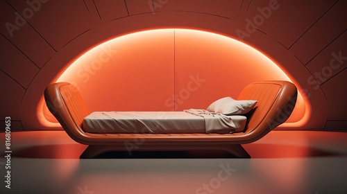 Sleek zerogravity bed flat design front view sleep technology theme 3D render Analogous Color Scheme photo
