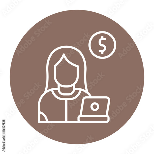 Freelancer Female vector icon. Can be used for Home Based Business iconset.